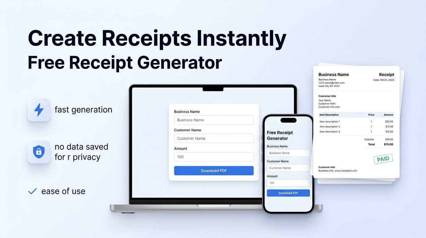 Free receipt generator and receipt maker online creating PDF receipt