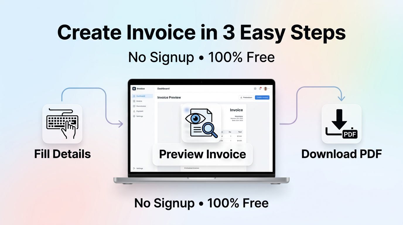 Step-by-step guide showing how to use the free invoice generator